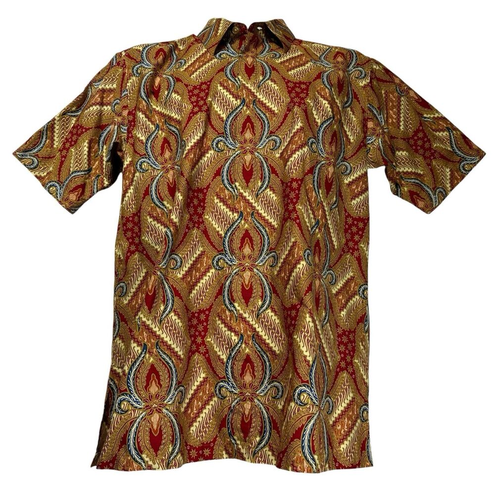 batik keris womens short sleeve button up shirt size 16